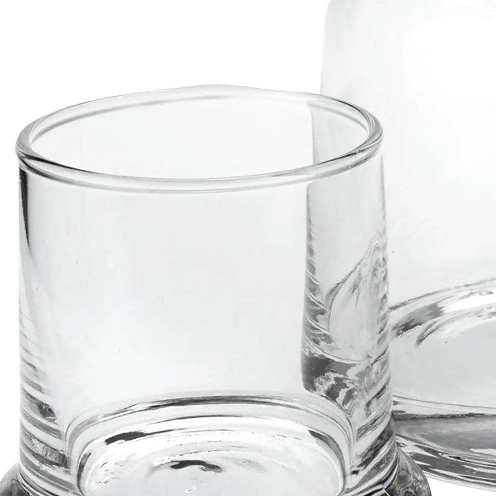 Set of Two Clear Crystal Glass Stemless Carafe And Drinking Glass Homeroots Kitchen & Dining