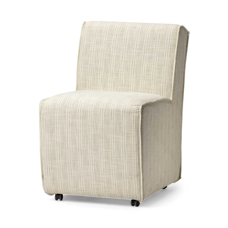 Set of Two Cream Fabric Dining Parsons Chairs Homeroots Kitchen & Dining