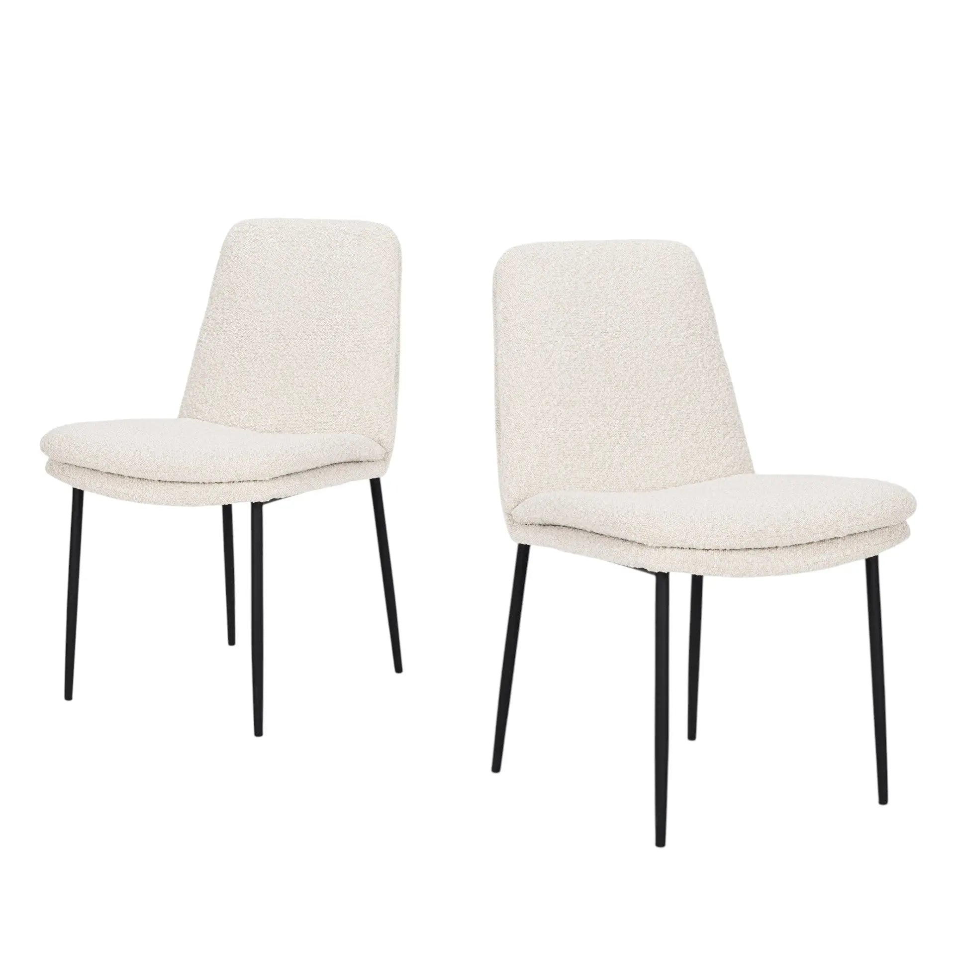 Set of Two Cream and Black Boucle Dining Side Chairs Homeroots Kitchen & Dining