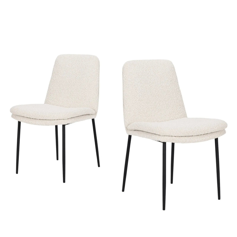 Set of Two Cream and Black Boucle Dining Side Chairs Homeroots Kitchen & Dining
