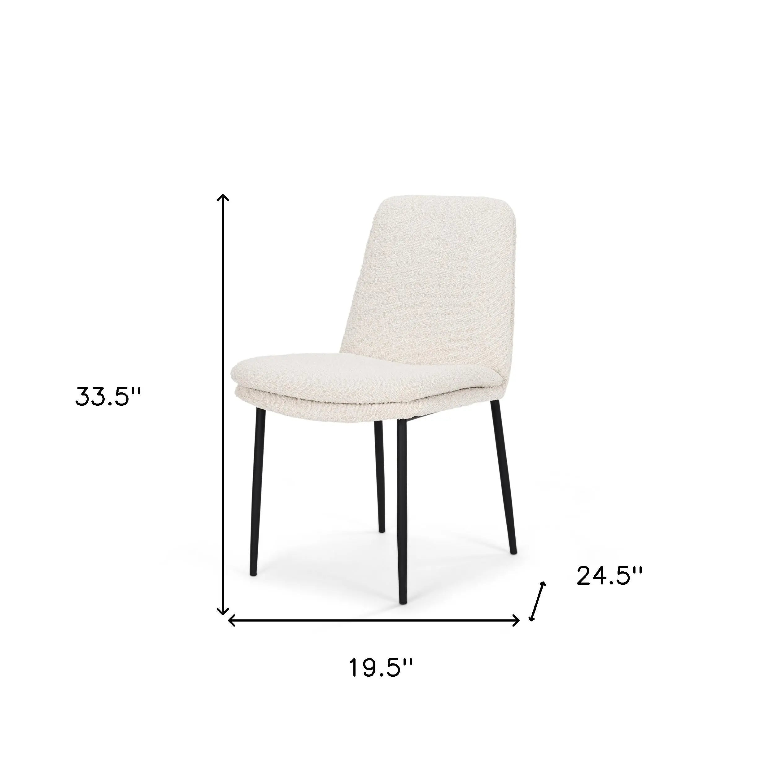 Set of Two Cream and Black Boucle Dining Side Chairs Homeroots Kitchen & Dining