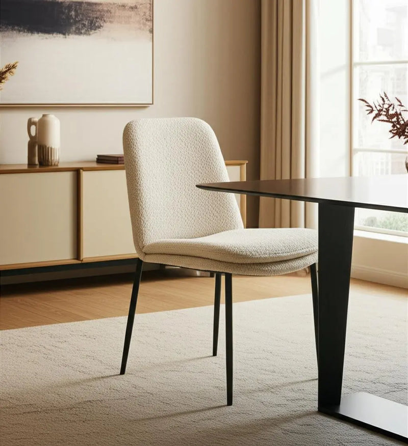 Set of Two Cream and Black Boucle Dining Side Chairs Homeroots Kitchen & Dining
