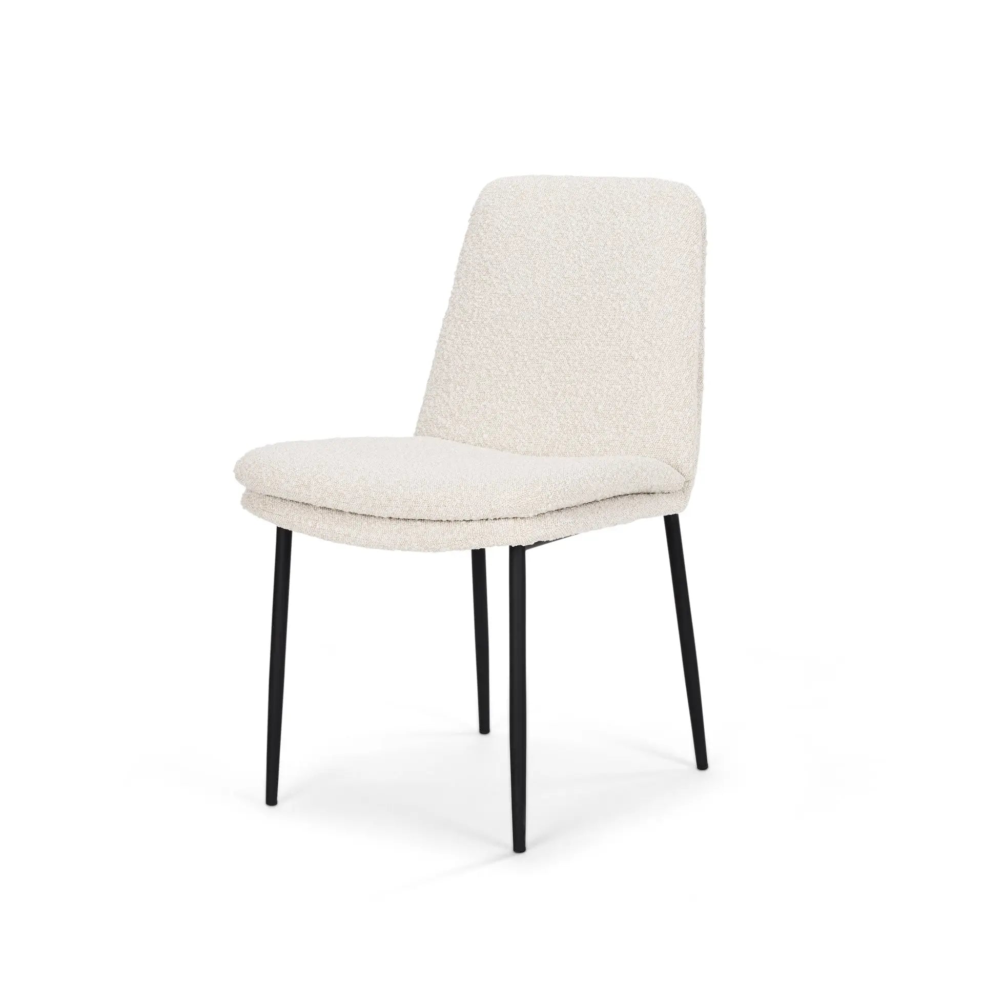 Set of Two Cream and Black Boucle Dining Side Chairs Homeroots Kitchen & Dining