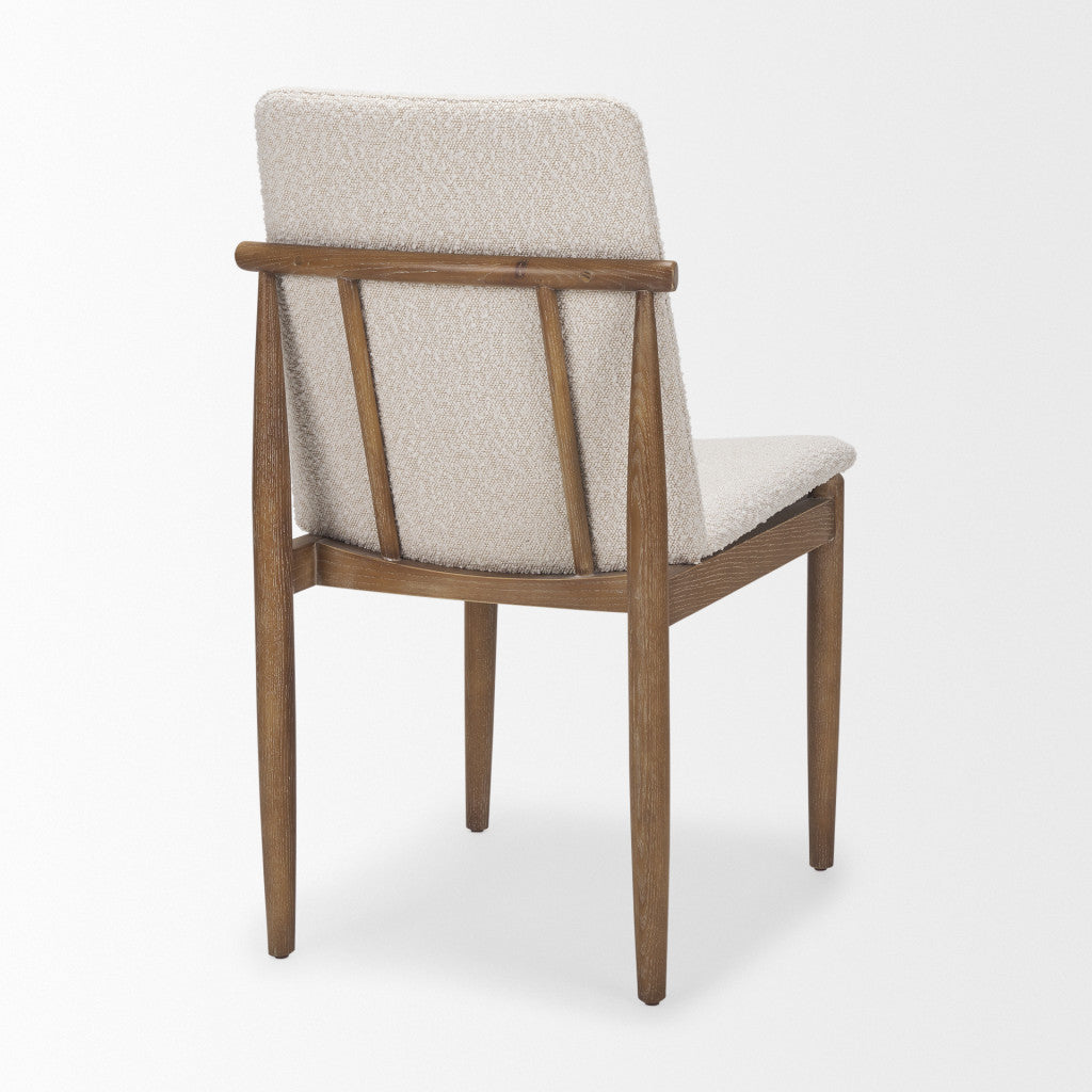 Set of Two Cream and Brown Fabric Dining Side Chairs Homeroots Kitchen & Dining