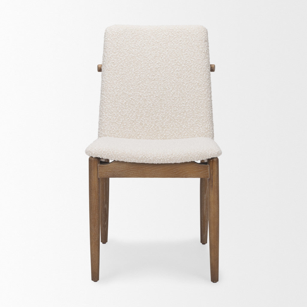 Set of Two Cream and Brown Fabric Dining Side Chairs Homeroots Kitchen & Dining