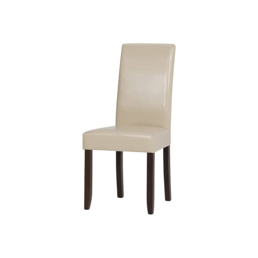 Set of Two Cream and Brown Wood Dining Parsons Chairs Homeroots Kitchen & Dining