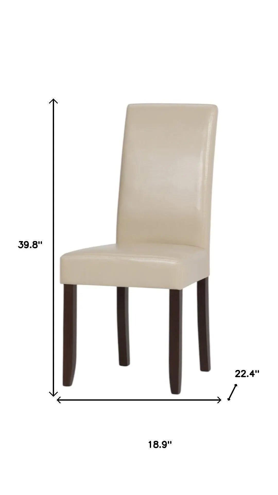 Set of Two Cream and Brown Wood Dining Parsons Chairs Homeroots Kitchen & Dining