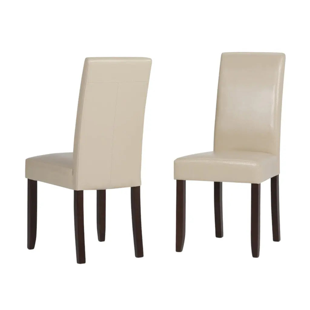 Set of Two Cream and Brown Wood Dining Parsons Chairs Homeroots Kitchen & Dining