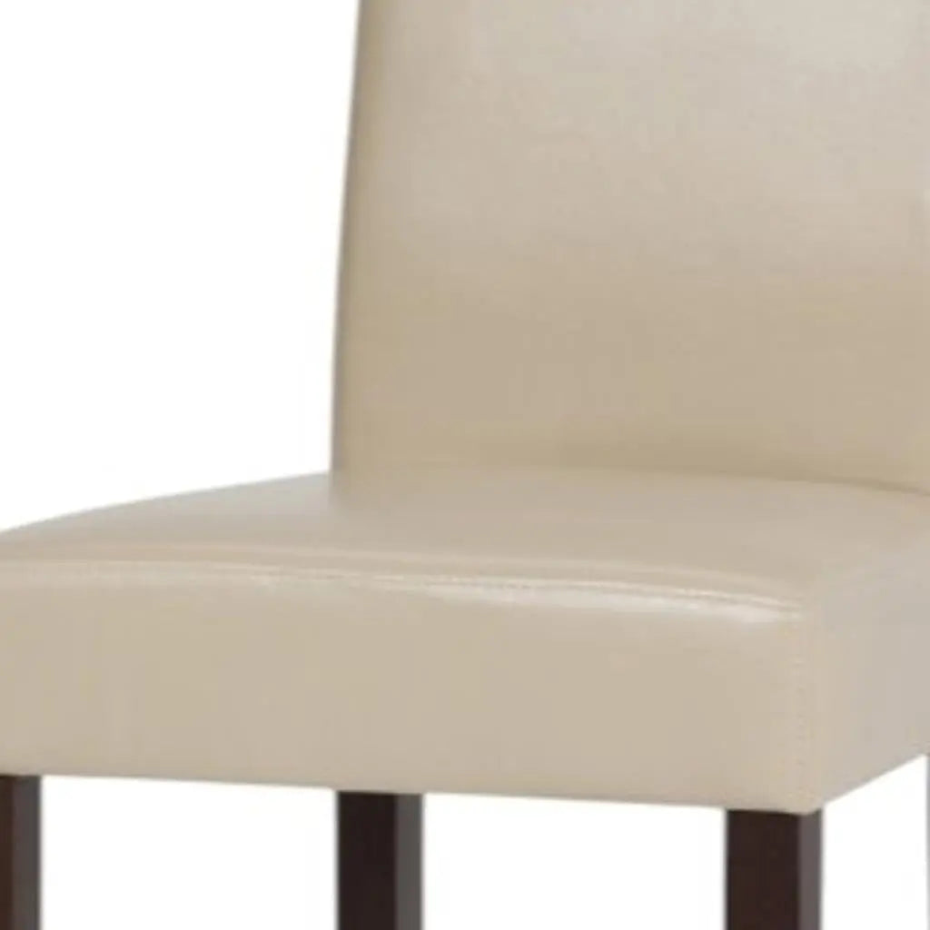 Set of Two Cream and Brown Wood Dining Parsons Chairs Homeroots Kitchen & Dining