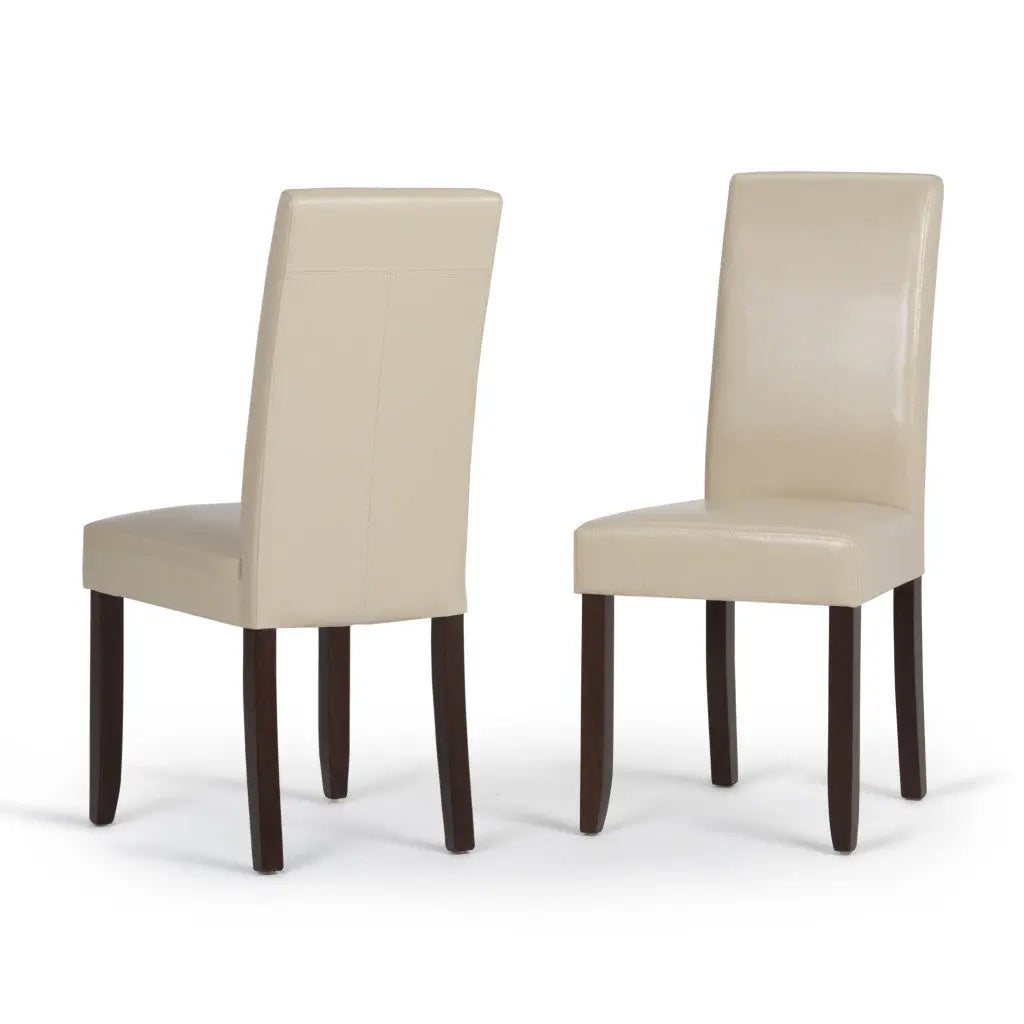 Set of Two Cream and Brown Wood Dining Parsons Chairs Homeroots Kitchen & Dining
