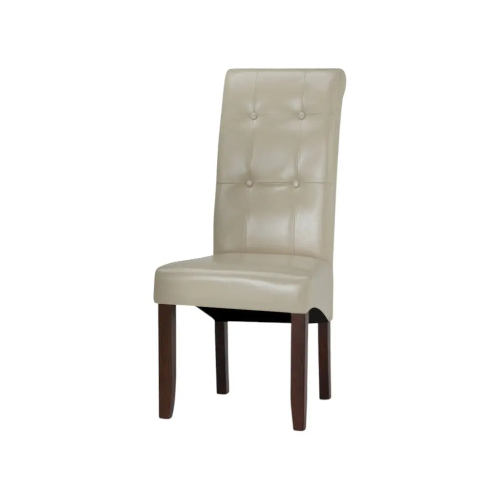 Set of Two Cream and Brown Wood Dining Parsons Chairs Homeroots Kitchen & Dining
