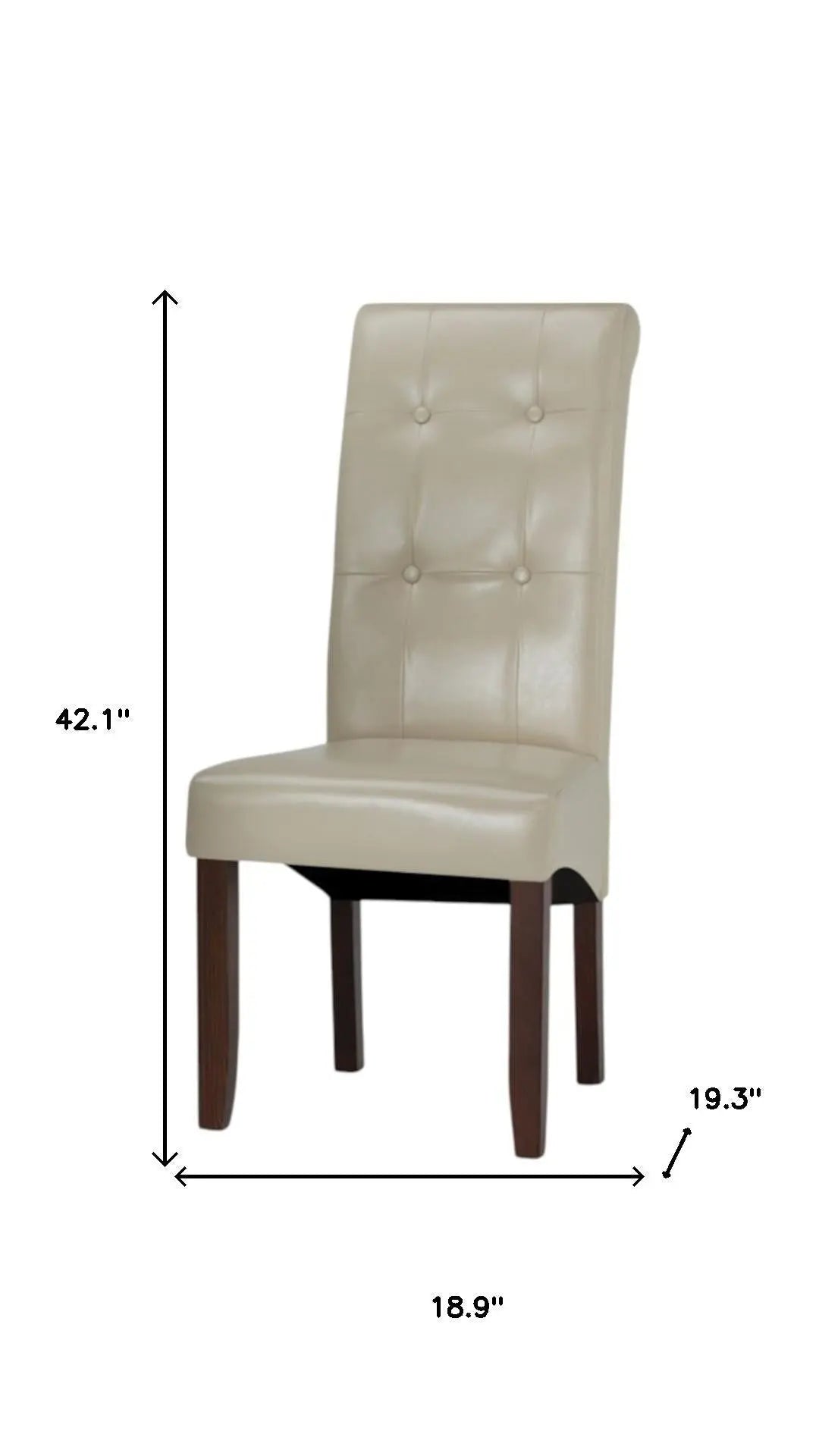 Set of Two Cream and Brown Wood Dining Parsons Chairs Homeroots Kitchen & Dining