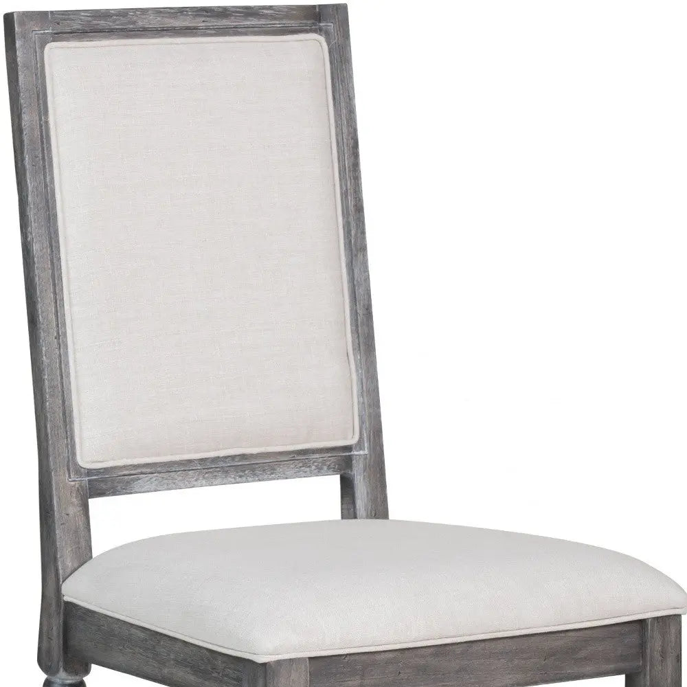 Set of Two Cream and Gray Upholstered Linen Dining Side Chairs Homeroots Kitchen & Dining