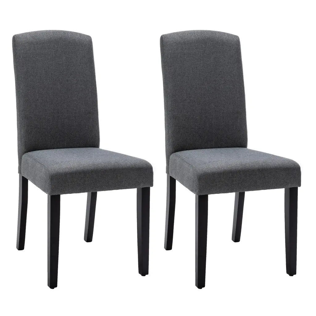 Set of Two Dark Gray And Black Upholstered Polyester Dining Parsons Chairs Homeroots Kitchen & Dining