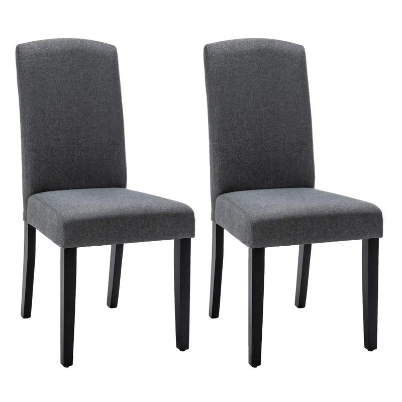 Set of Two Dark Gray And Black Upholstered Polyester Dining Parsons Chairs Homeroots Kitchen & Dining