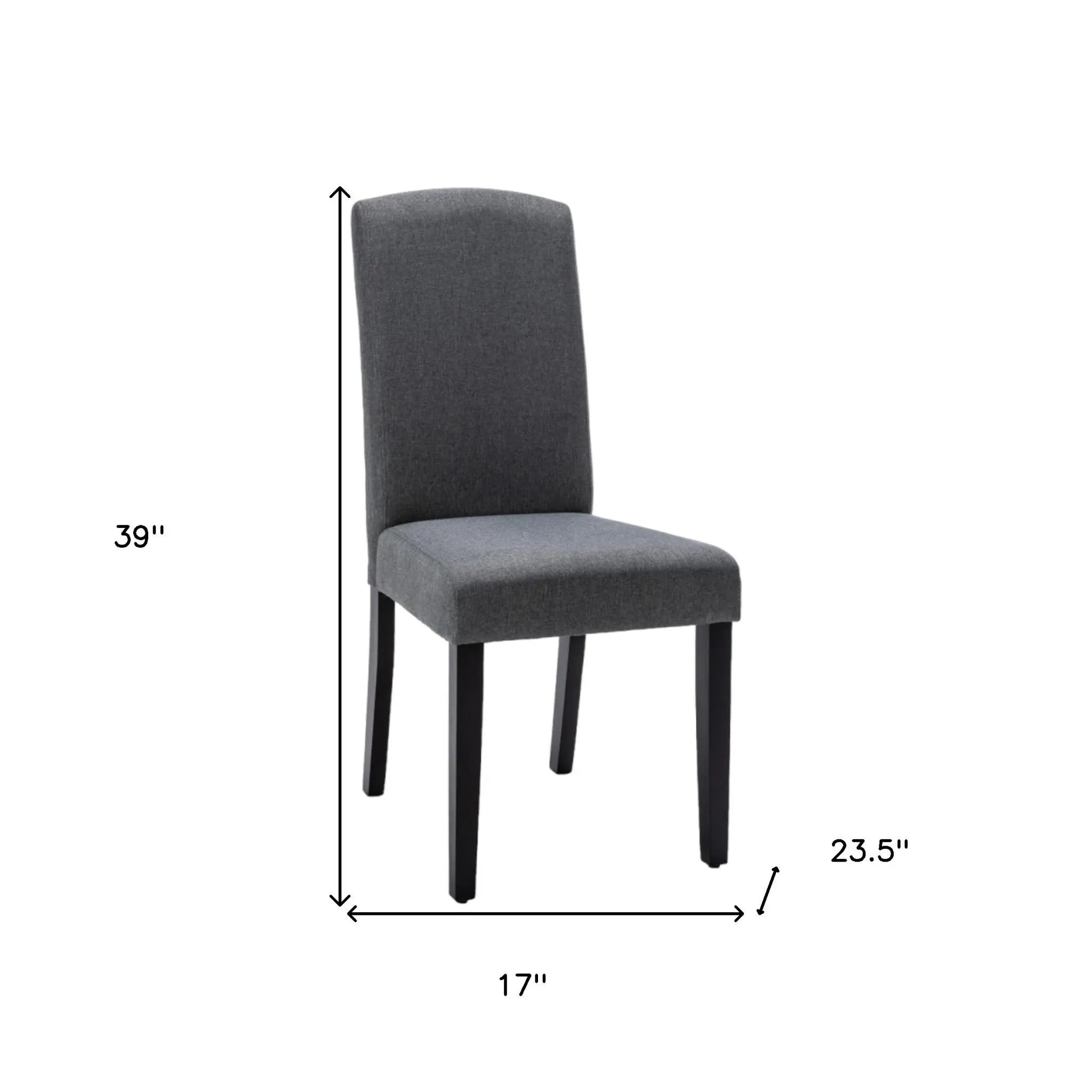 Set of Two Dark Gray And Black Upholstered Polyester Dining Parsons Chairs Homeroots Kitchen & Dining