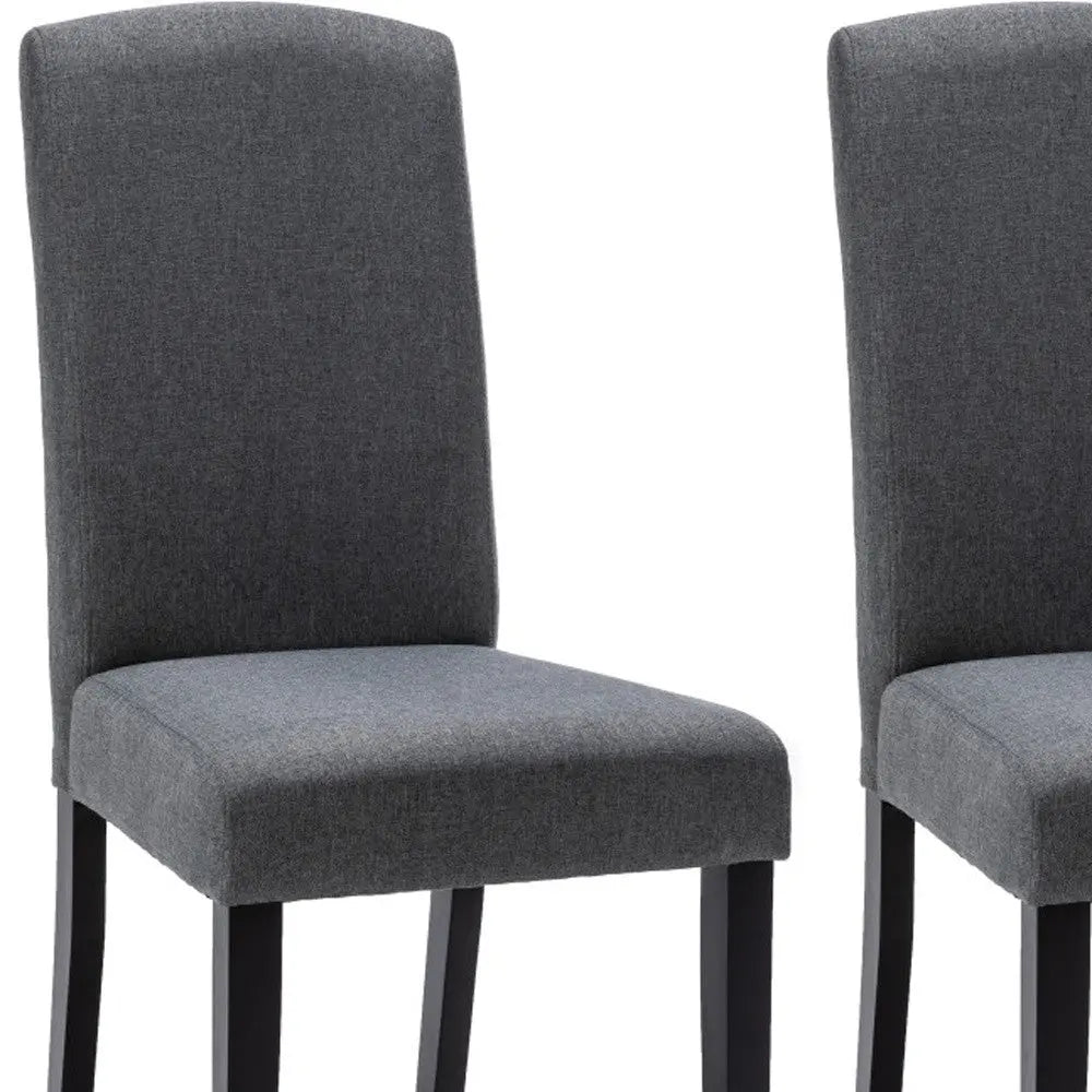 Set of Two Dark Gray And Black Upholstered Polyester Dining Parsons Chairs Homeroots Kitchen & Dining