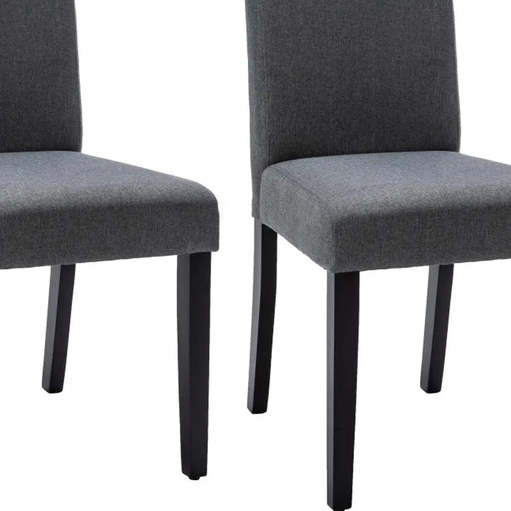 Set of Two Dark Gray And Black Upholstered Polyester Dining Parsons Chairs Homeroots Kitchen & Dining