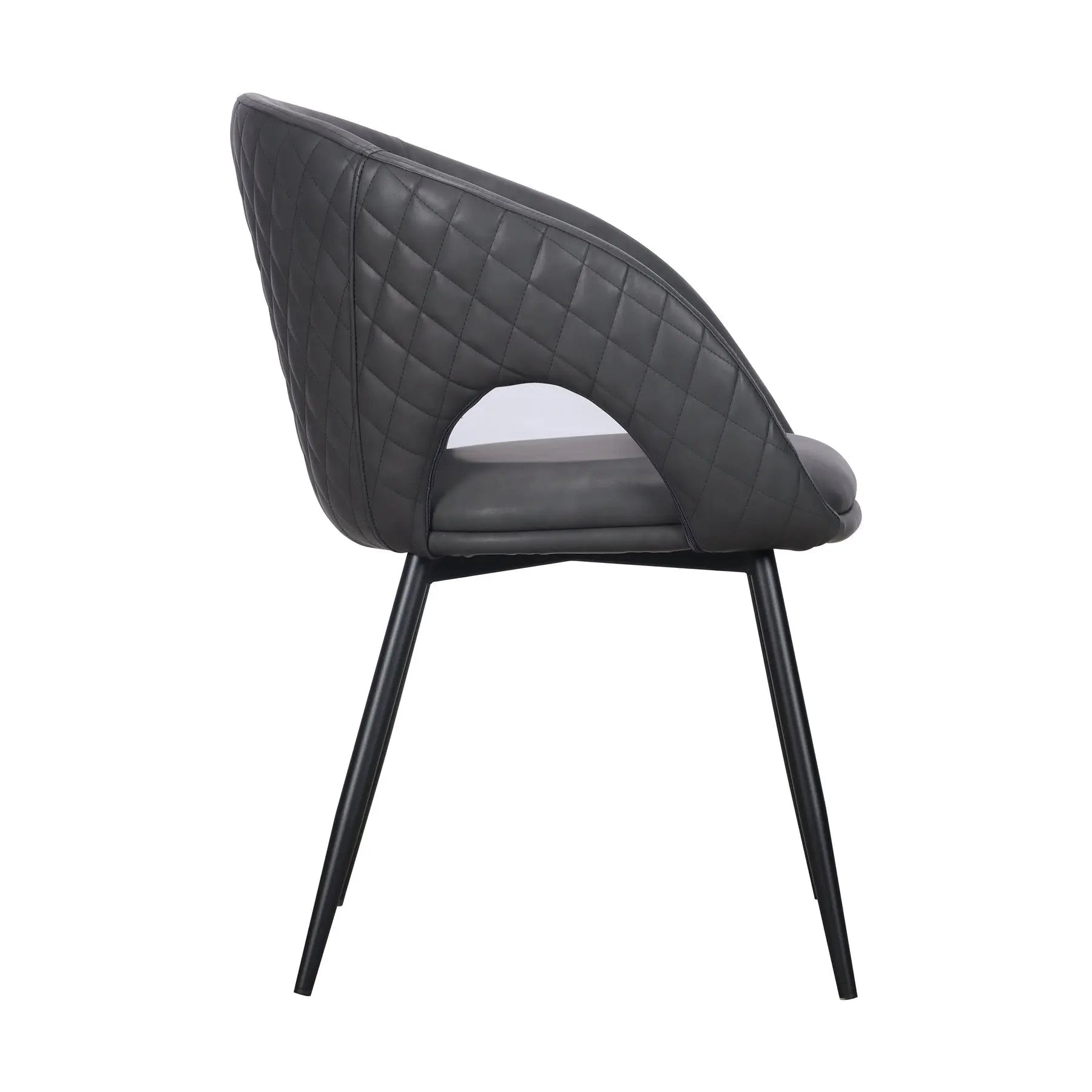 Set of Two Dark Gray Faux Leather Dining Arm Chairs Homeroots Kitchen & Dining