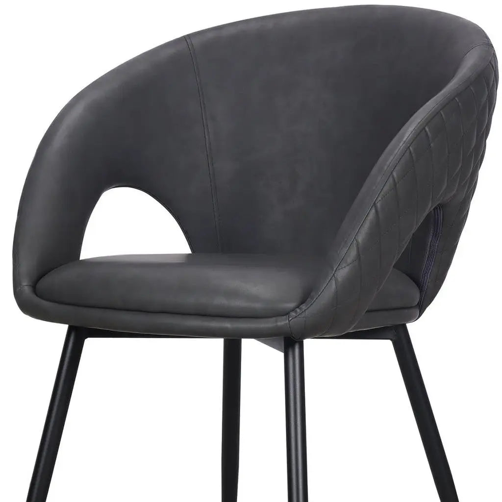Set of Two Dark Gray Faux Leather Dining Arm Chairs Homeroots Kitchen & Dining