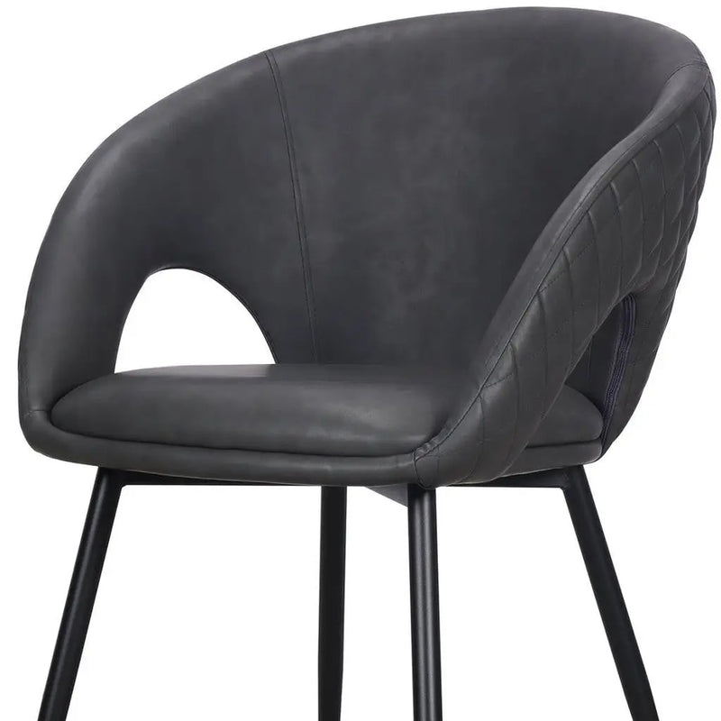 Set of Two Dark Gray Faux Leather Dining Arm Chairs Homeroots Kitchen & Dining