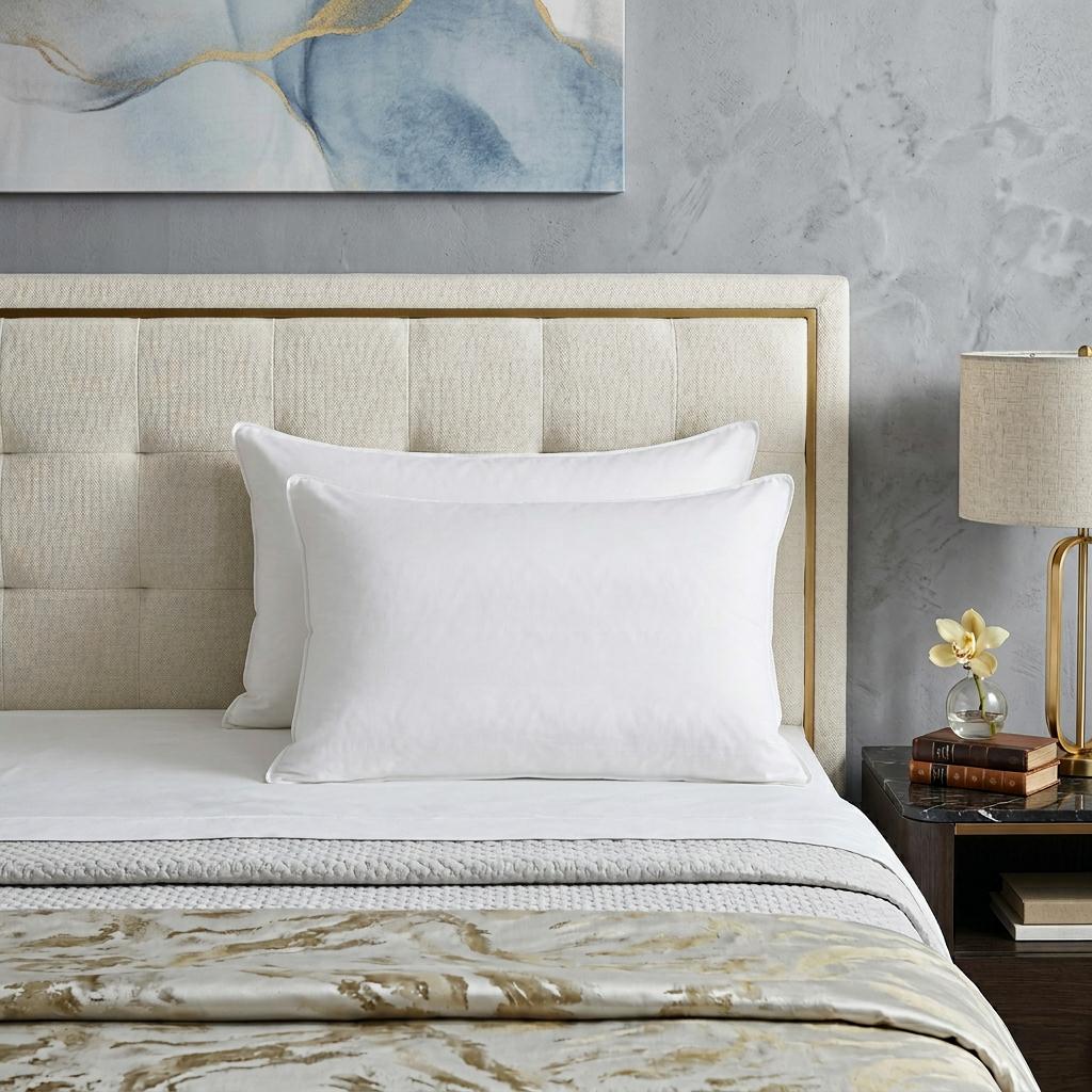 Set of Two Down Alternative Firm Queen Size Bed Pillows Homeroots Bed & Bath