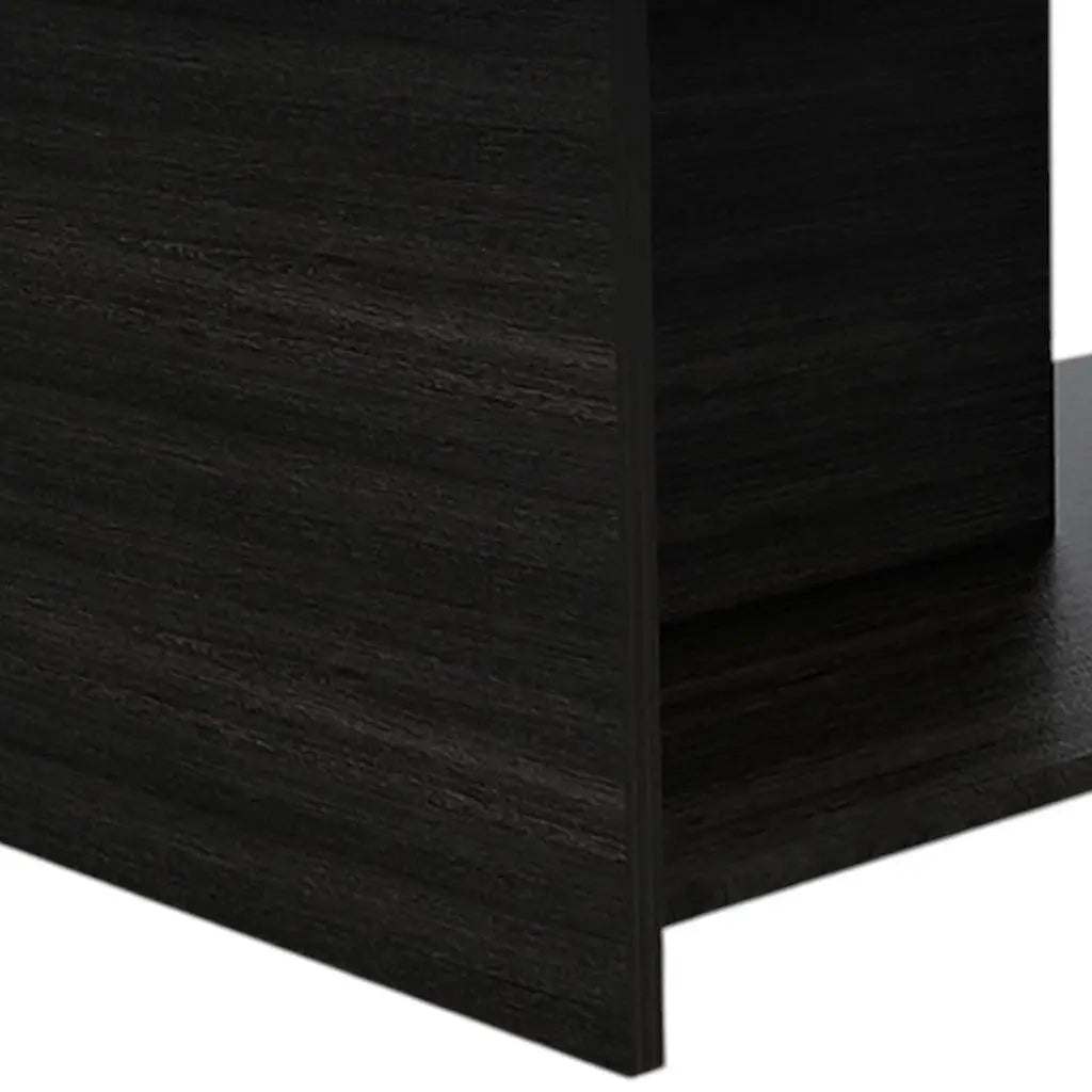 Set of Two Espresso and Black Wood Floor Shelf Furniture Set Homeroots Living Room