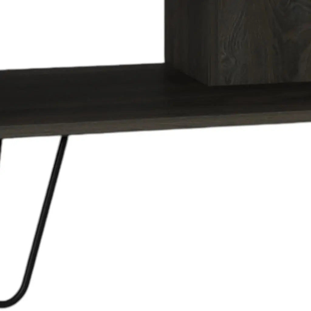 Set of Two Espresso and Black Wood Furniture Set Homeroots Living Room