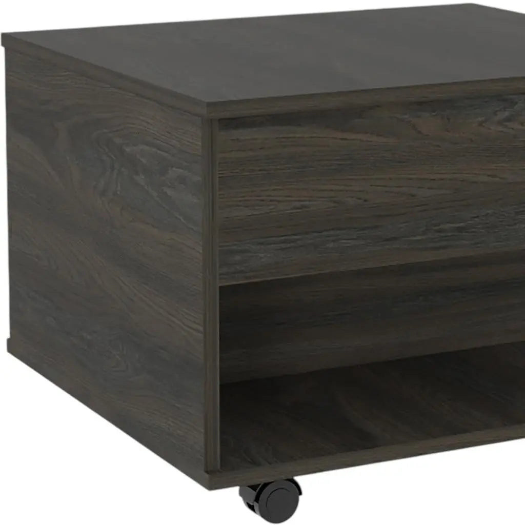 Set of Two Espresso and Black Wood Wheel Furniture Set Homeroots Living Room