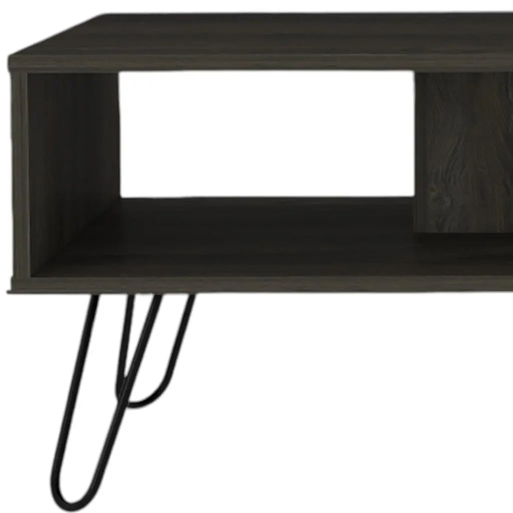 Set of Two Espresso and Black Wood and Metal Furniture Set Homeroots Living Room