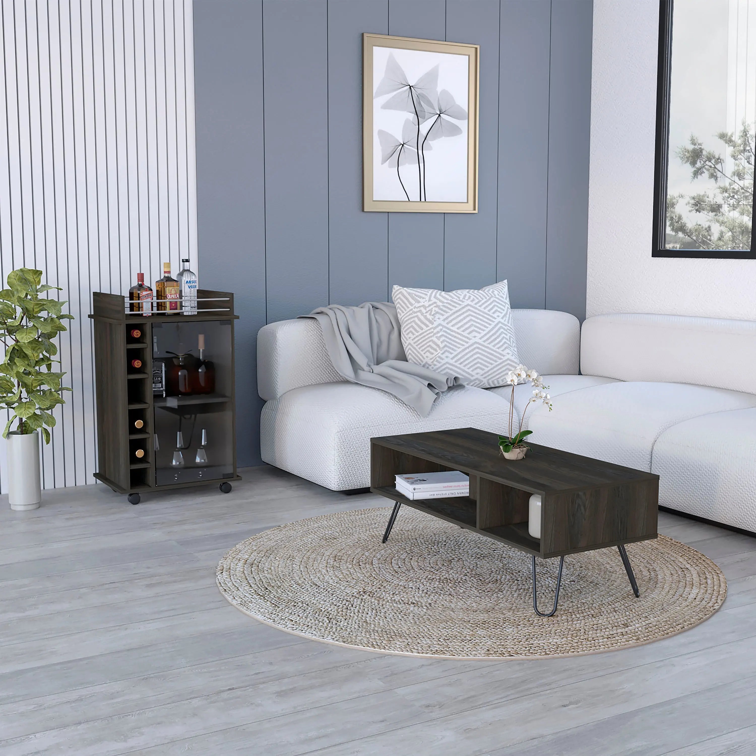 Set of Two Espresso and Black Wood and Metal Furniture Set Homeroots Living Room