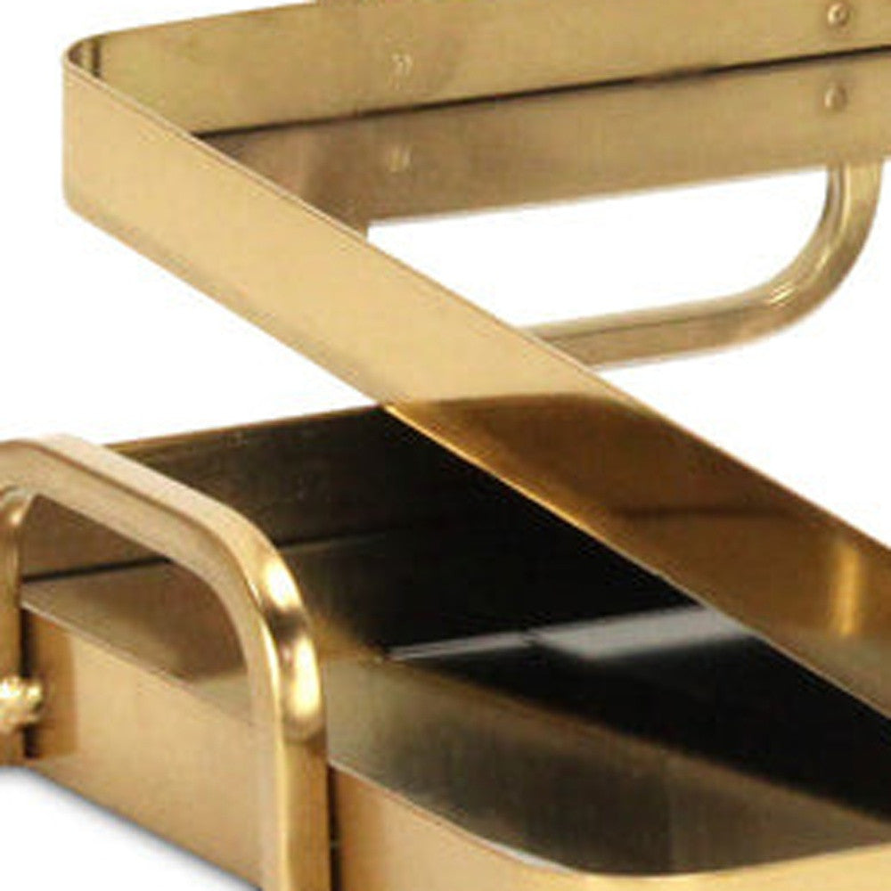 Set of Two Gold And Mirrored Glass Handmade Serving Trays Homeroots Kitchen & Dining