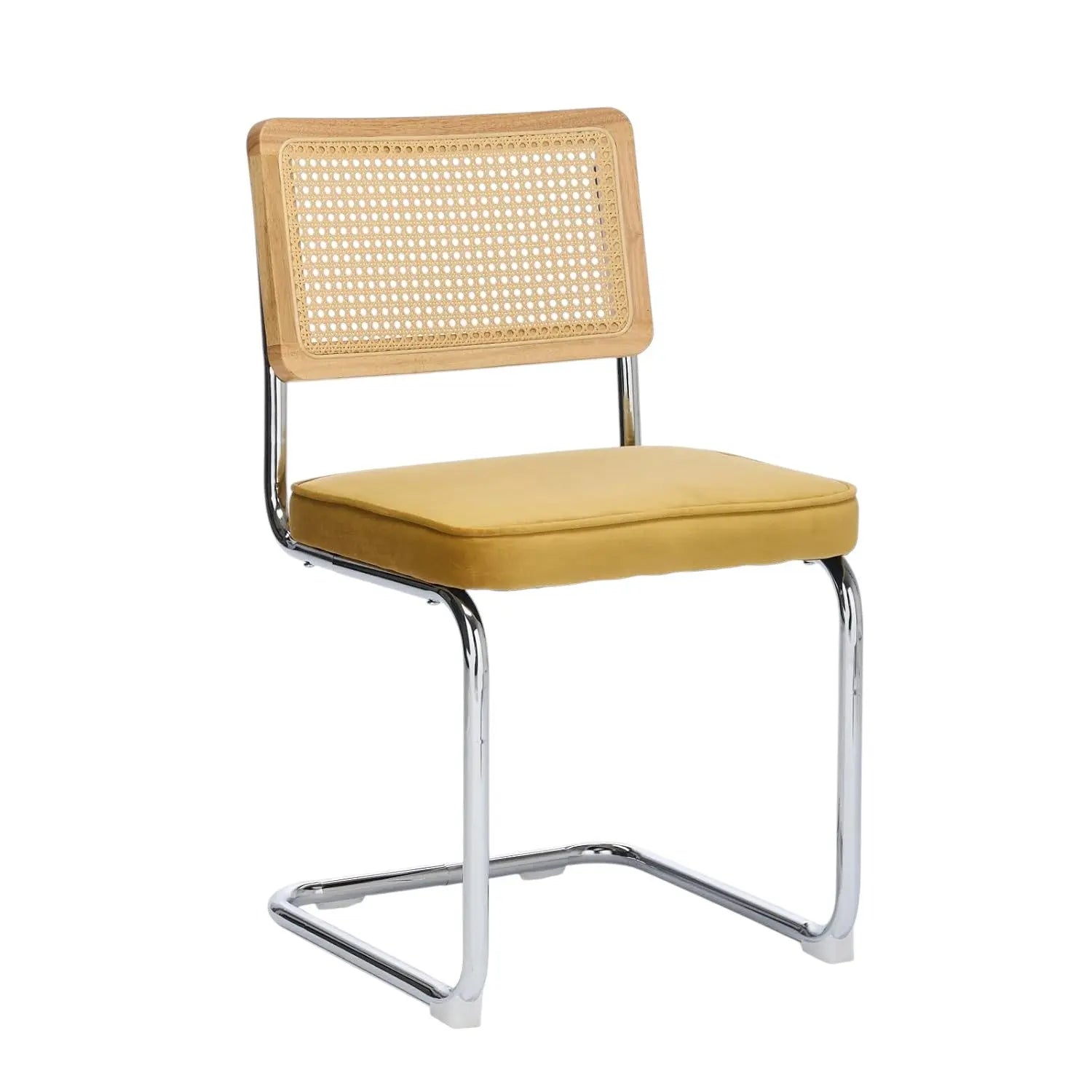 Set of Two Gold and Silver Tufted Stainless Steel Partially Open Back Dining Side Chairs Homeroots Kitchen & Dining