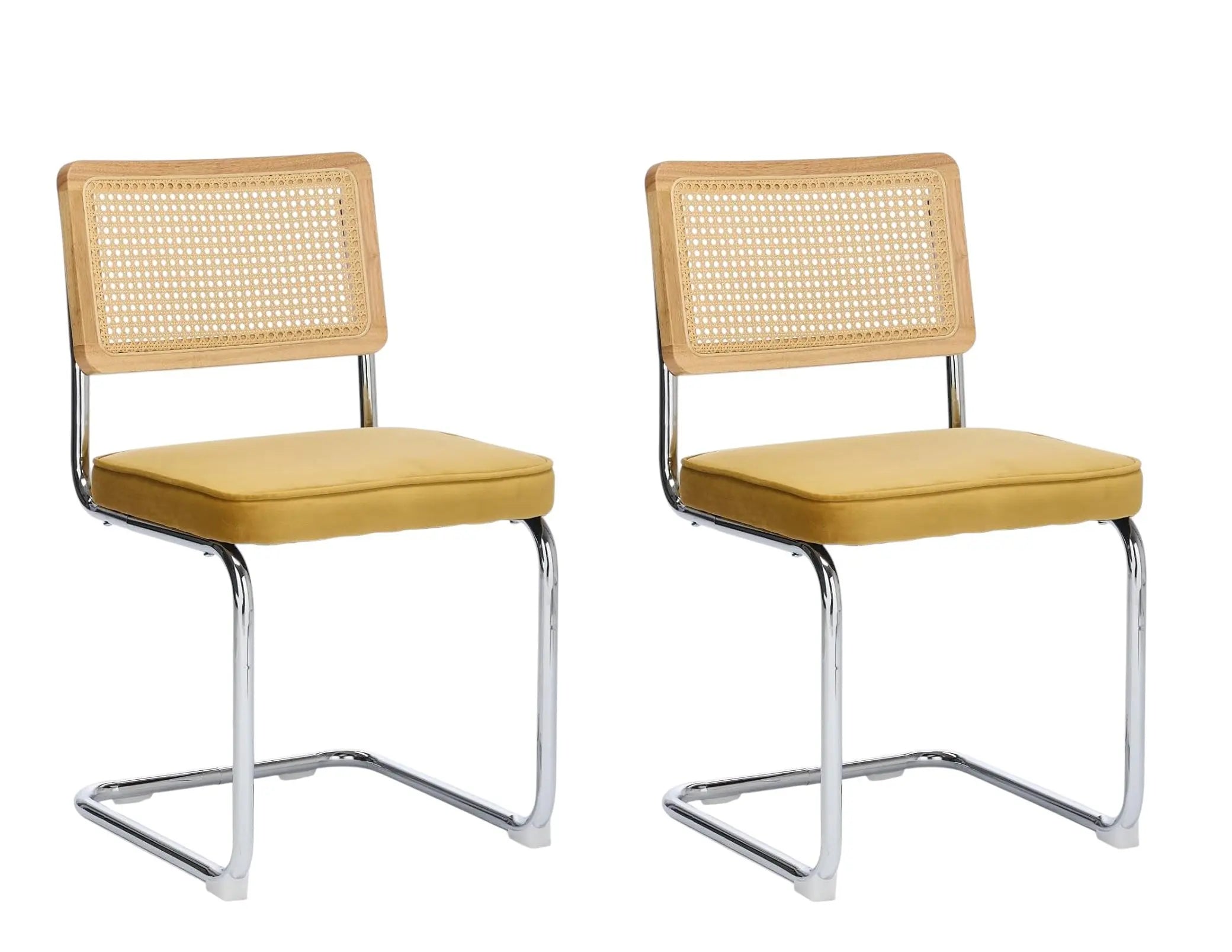 Set of Two Gold and Silver Tufted Stainless Steel Partially Open Back Dining Side Chairs Homeroots Kitchen & Dining