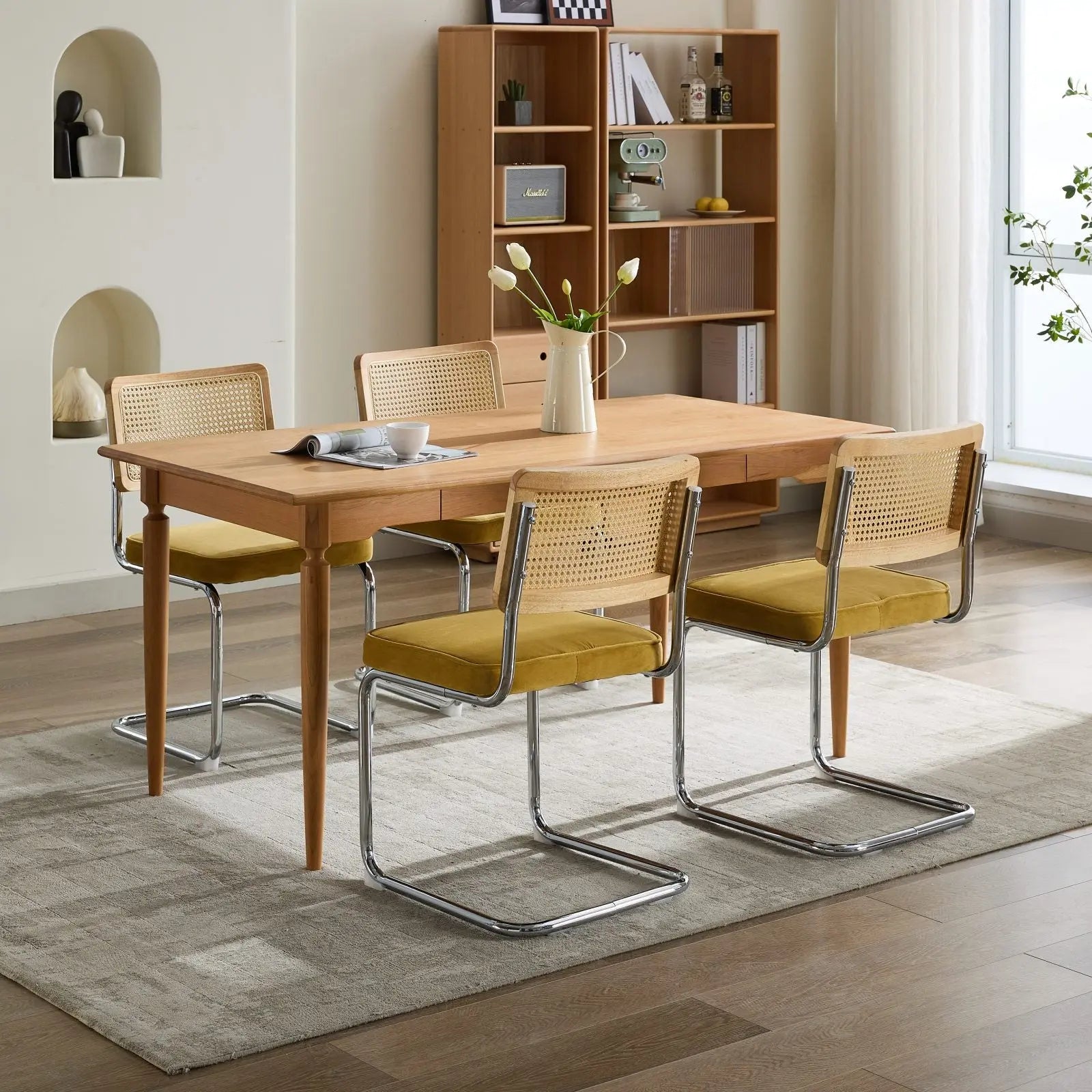 Set of Two Gold and Silver Tufted Stainless Steel Partially Open Back Dining Side Chairs Homeroots Kitchen & Dining