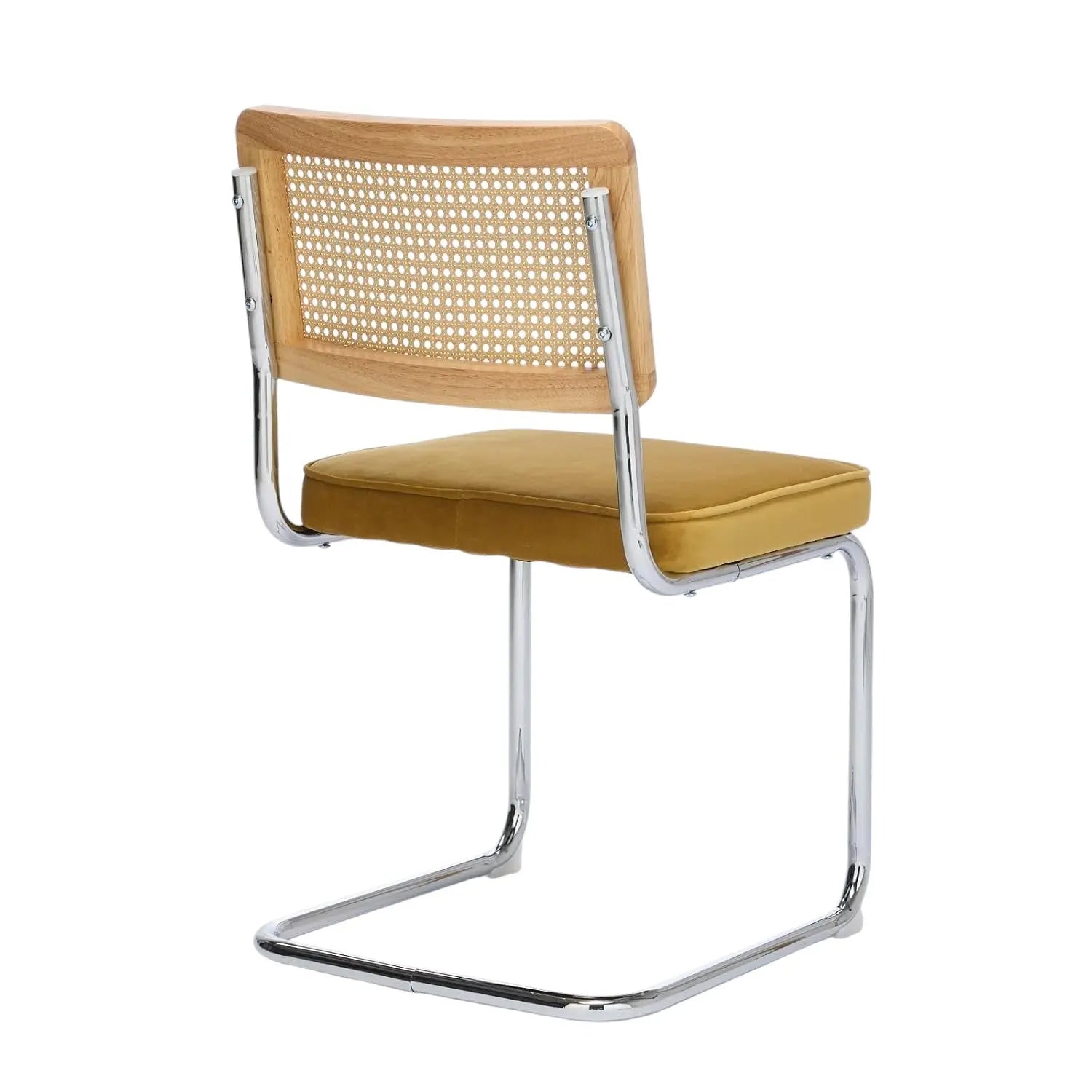 Set of Two Gold and Silver Tufted Stainless Steel Partially Open Back Dining Side Chairs Homeroots Kitchen & Dining