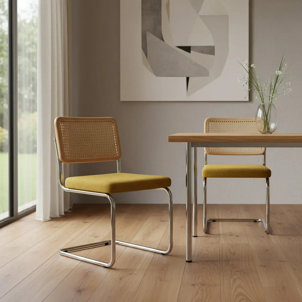 Set of Two Gold and Silver Tufted Stainless Steel Partially Open Back Dining Side Chairs Homeroots Kitchen & Dining