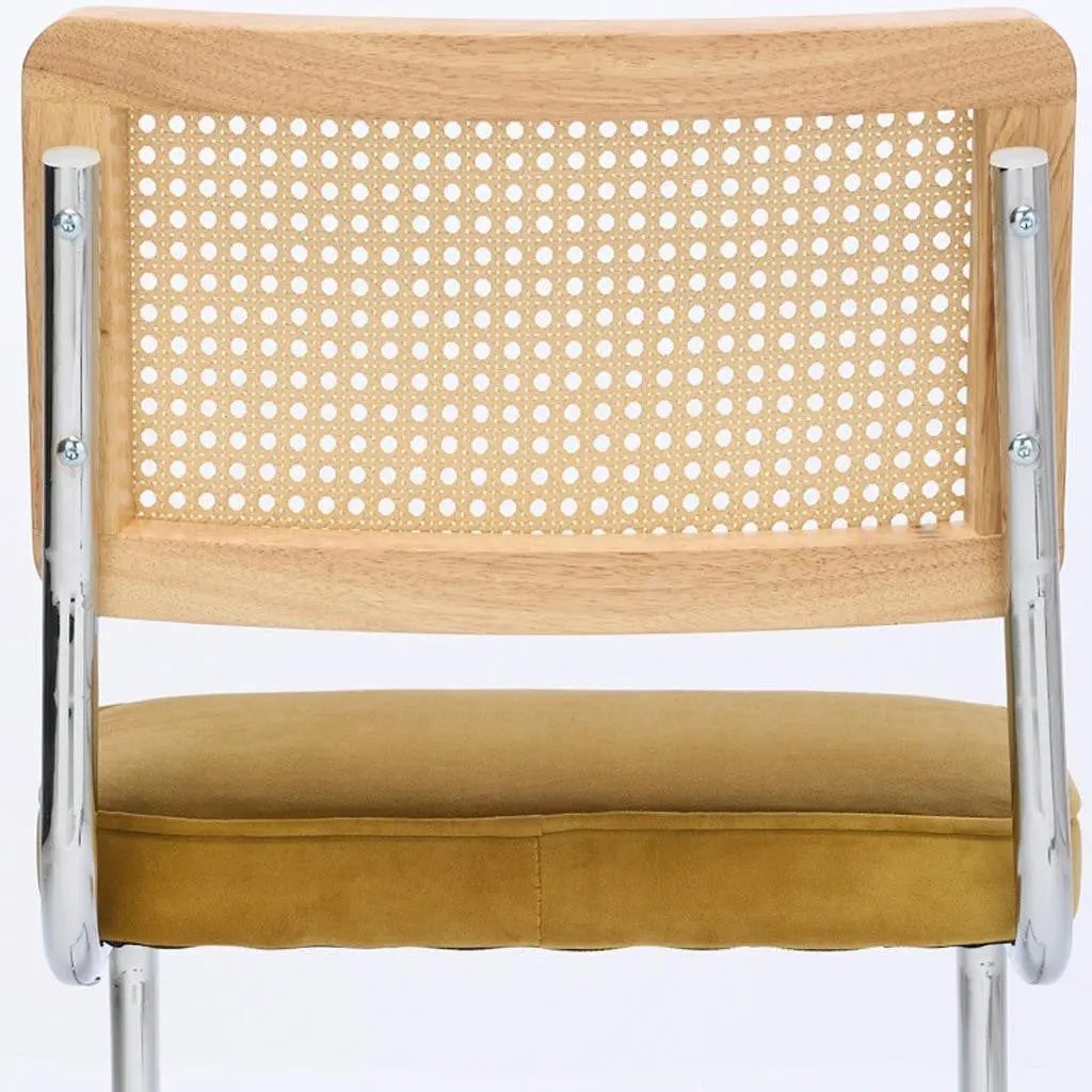Set of Two Gold and Silver Tufted Stainless Steel Partially Open Back Dining Side Chairs Homeroots Kitchen & Dining