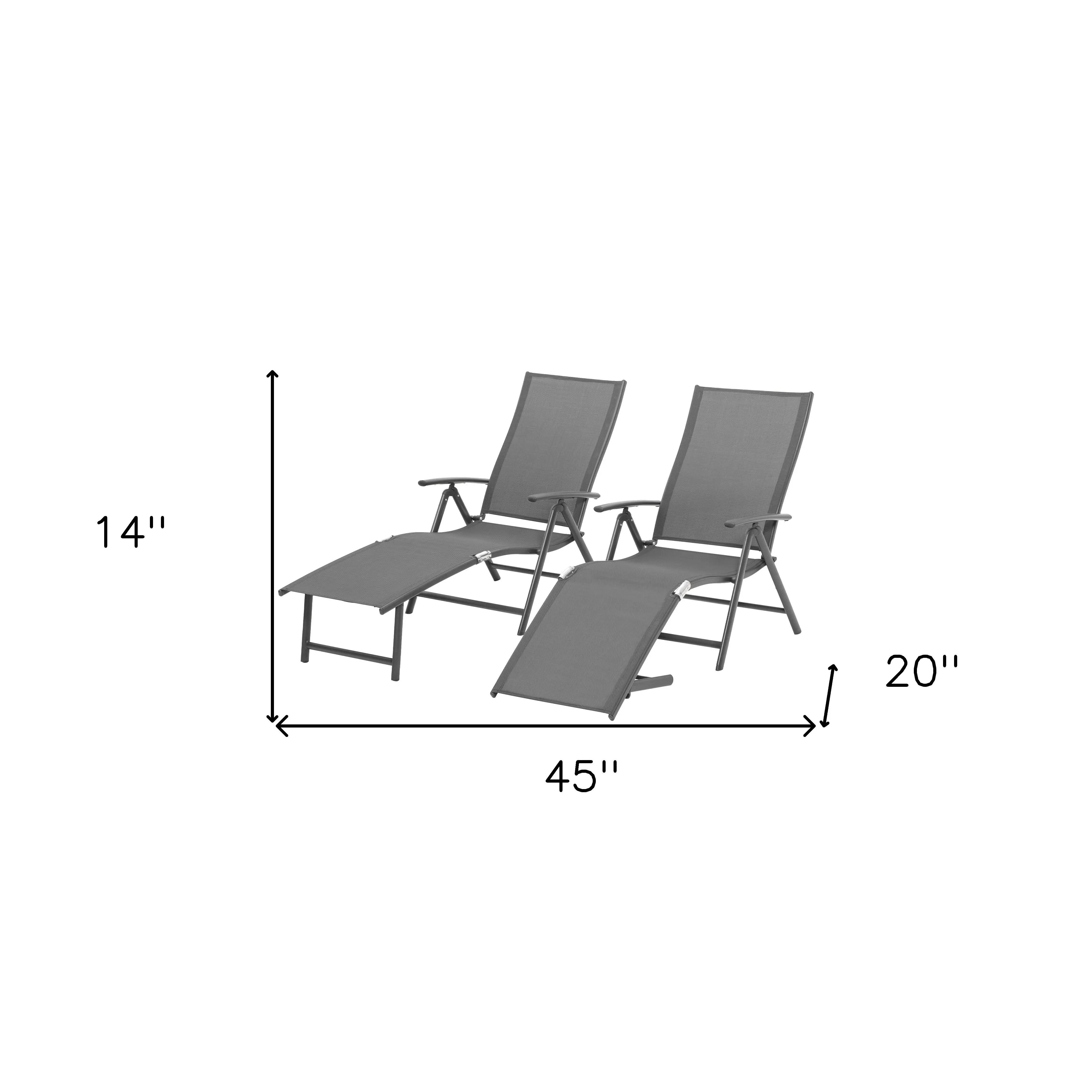Set of Two Gray Aluminum Six Position Adjustable Outdoor Chaise Lounges Homeroots Outdoor