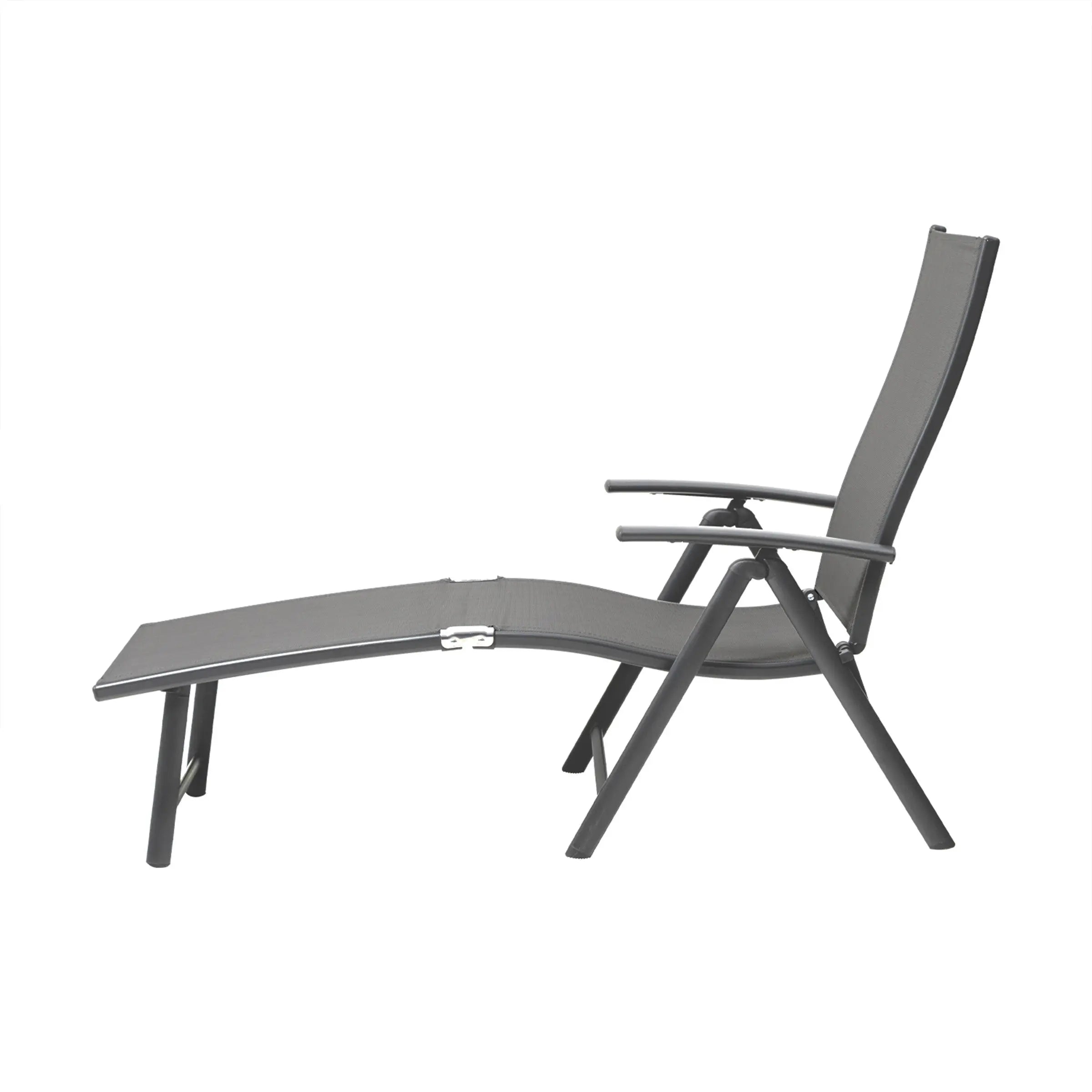 Set of Two Gray Aluminum Six Position Adjustable Outdoor Chaise Lounges Homeroots Outdoor