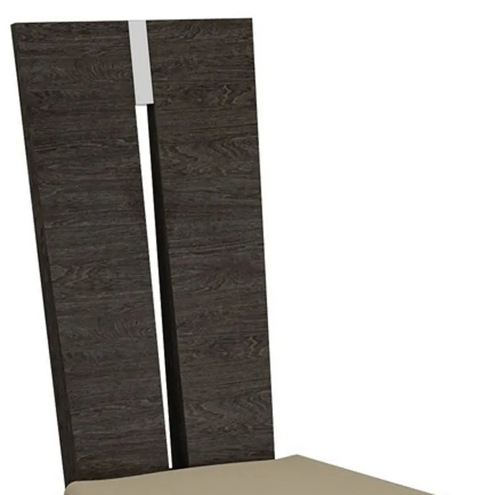 Set of Two Gray And Dark Brown Upholstered Dining Side Chairs Homeroots Kitchen & Dining