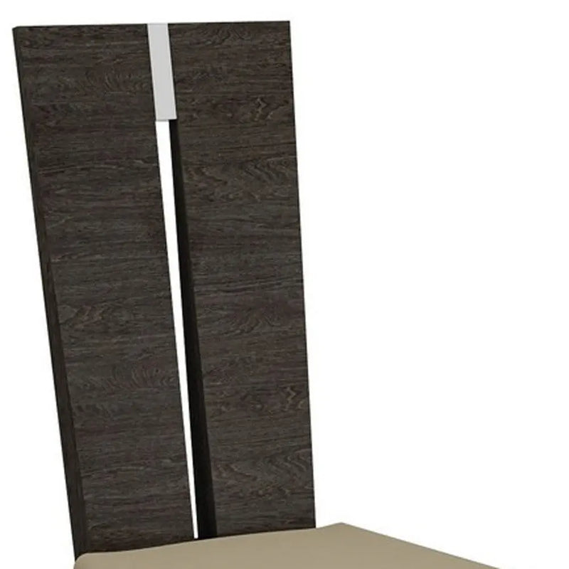 Set of Two Gray And Dark Brown Upholstered Dining Side Chairs Homeroots Kitchen & Dining