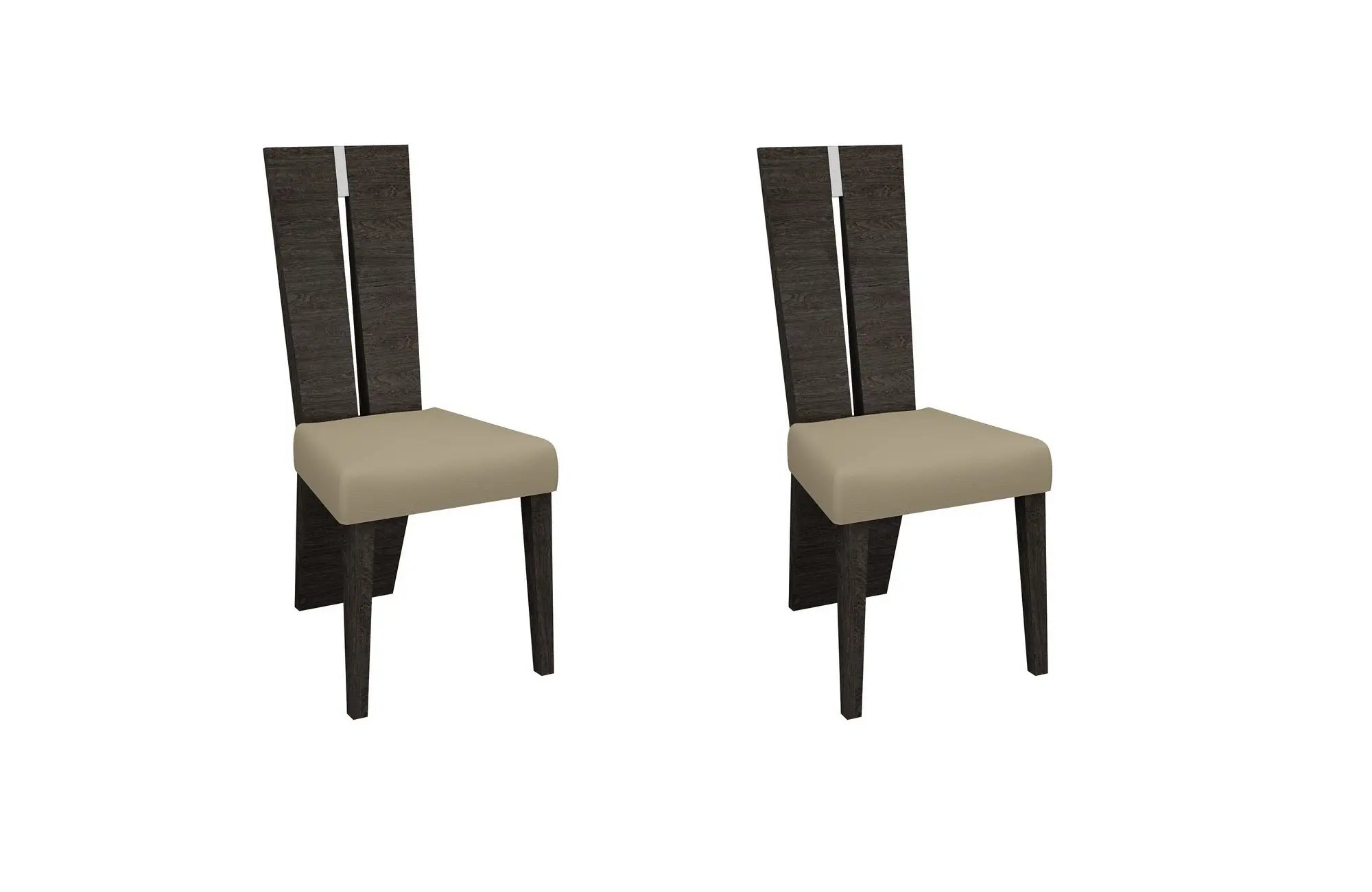 Set of Two Gray And Dark Brown Upholstered Dining Side Chairs Homeroots Kitchen & Dining