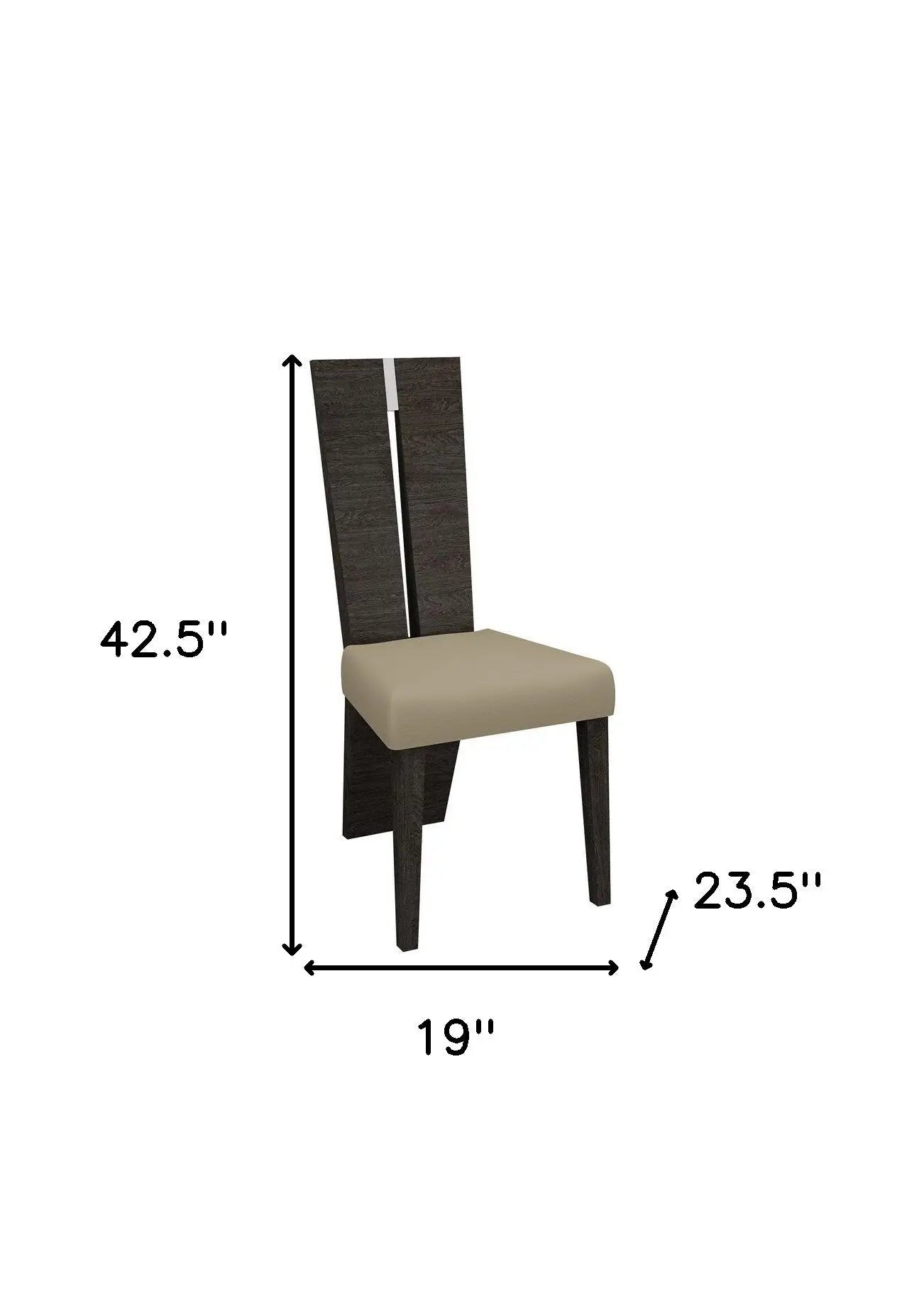 Set of Two Gray And Dark Brown Upholstered Dining Side Chairs Homeroots Kitchen & Dining