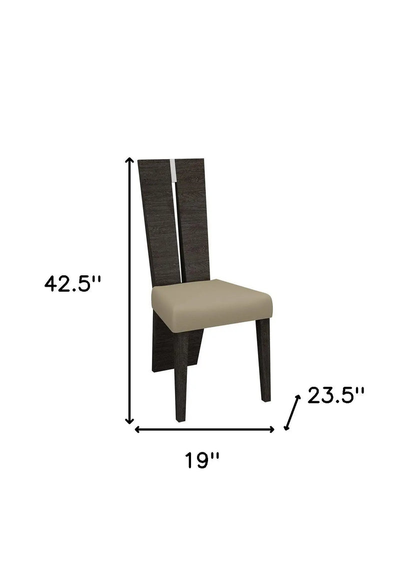 Set of Two Gray And Dark Brown Upholstered Dining Side Chairs Homeroots Kitchen & Dining