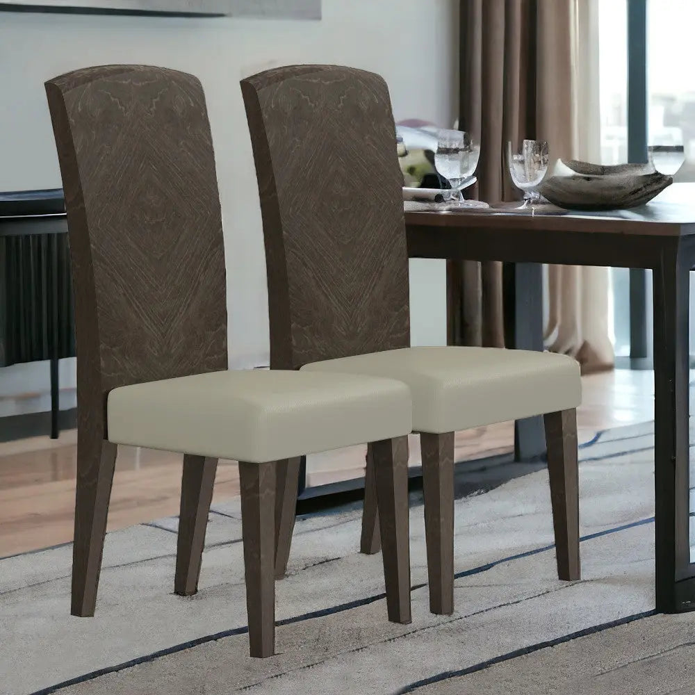 Set of Two Gray And Espresso Upholstered Dining Side Chairs Homeroots Kitchen & Dining