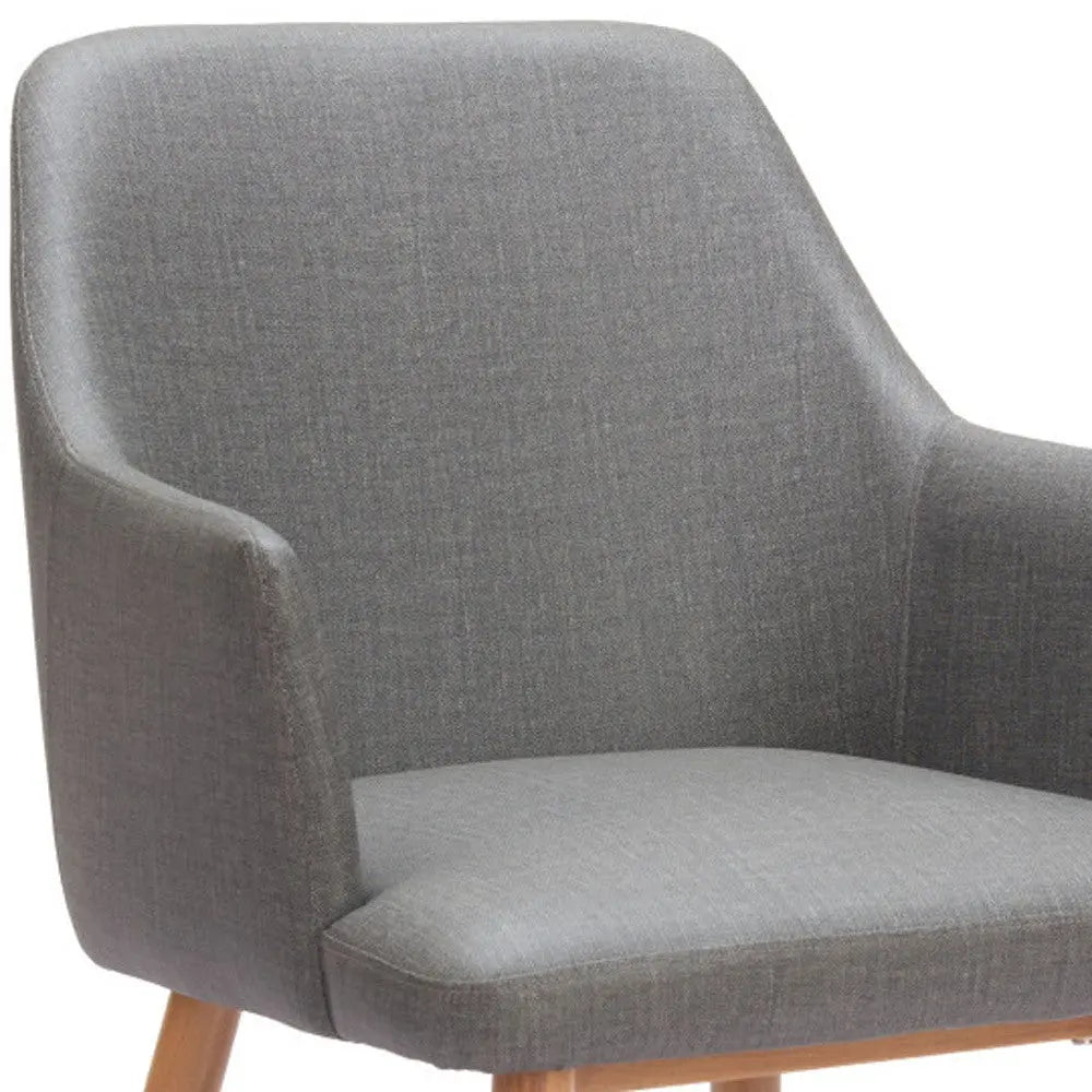 Set of Two Gray And Natural Upholstered Faux Leather Dining Arm Chairs Homeroots