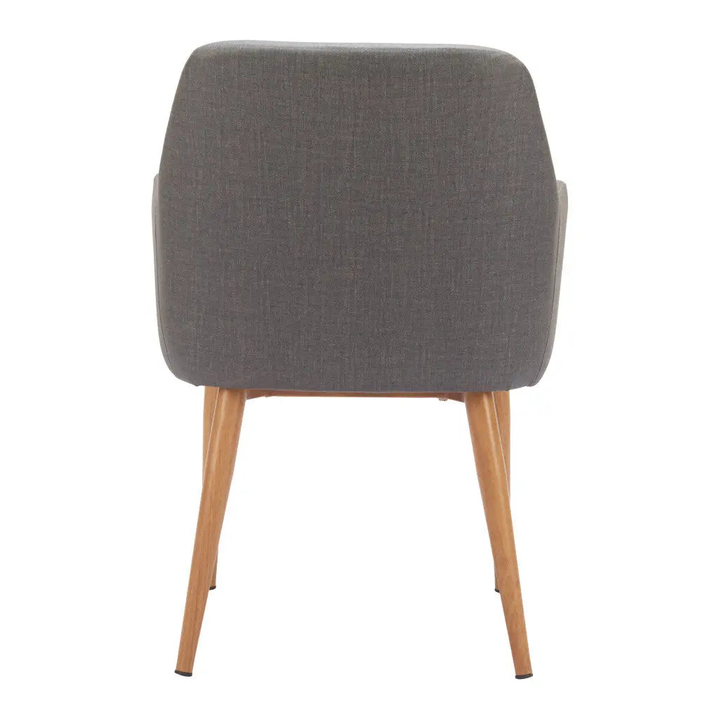 Set of Two Gray And Natural Upholstered Faux Leather Dining Arm Chairs Homeroots