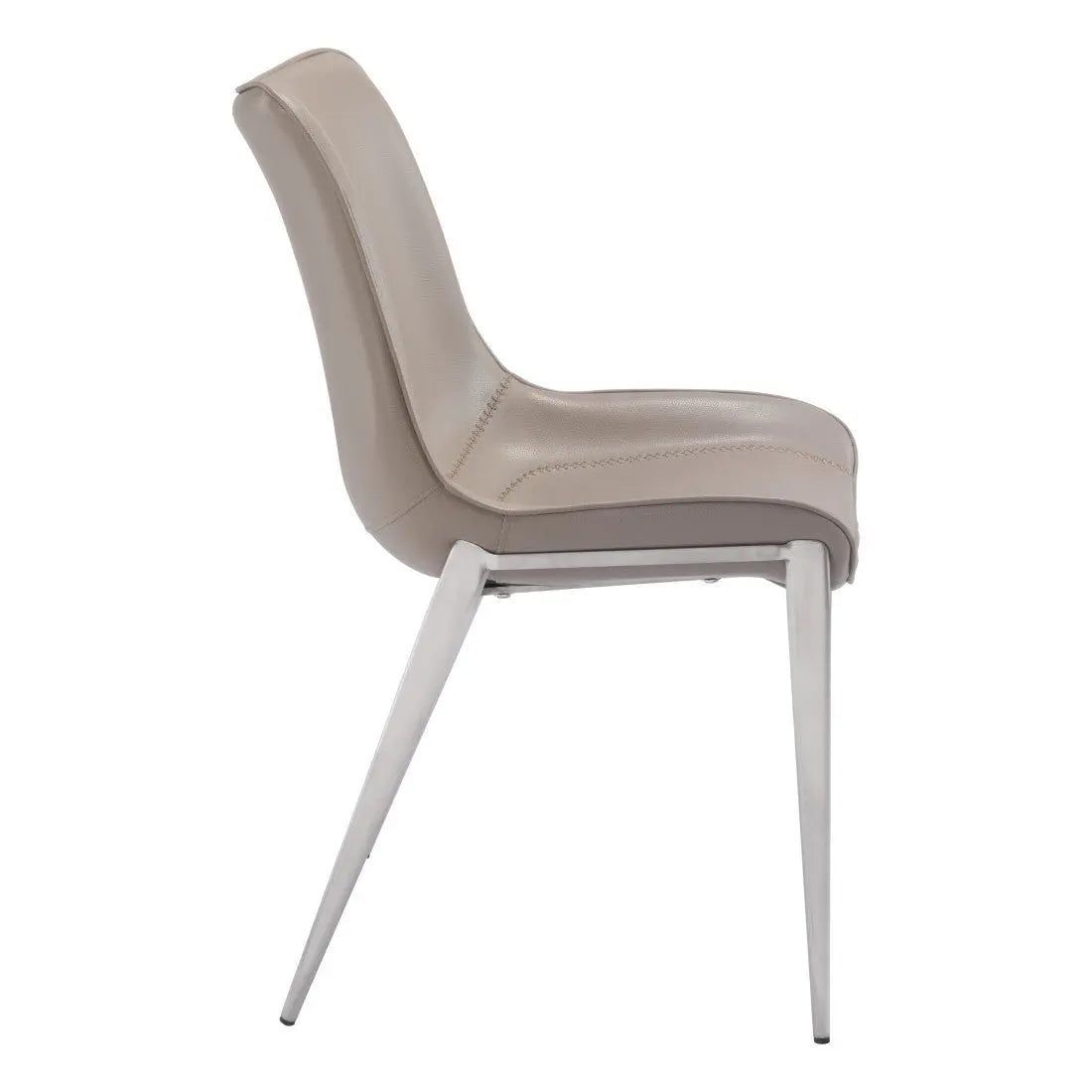 Set of Two Gray And Silver Upholstered Faux Leather Dining Side Chairs Homeroots Kitchen & Dining