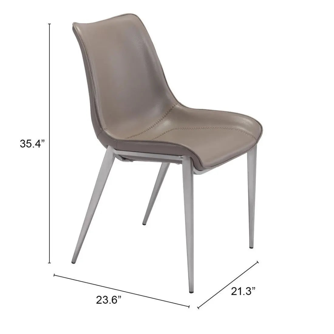 Set of Two Gray And Silver Upholstered Faux Leather Dining Side Chairs Homeroots Kitchen & Dining
